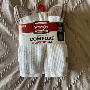 Wrangler Men's 6 Pack Ultimate Comfort Crew Work Socks Shoe Size 6-12 NEW White